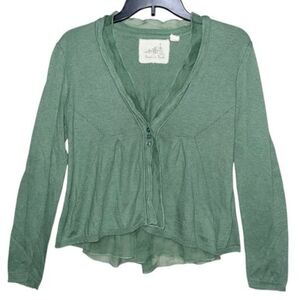 ANGEL OF THE NORTH Green 3-Buttoned Tulle Detail Cardigan Sweater